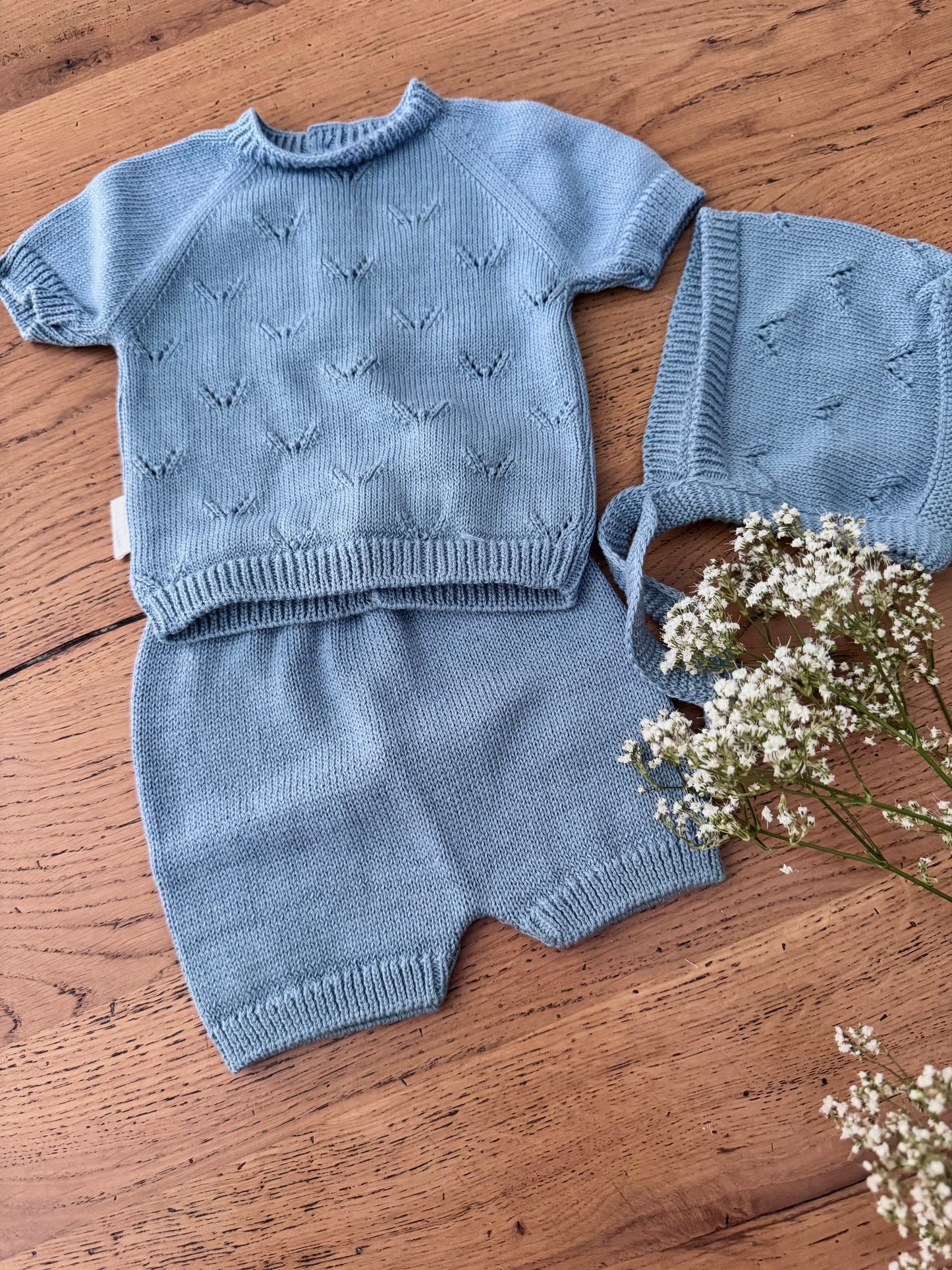 Set 3 Pezzi Maglia giro Collo in maglia di Cotone