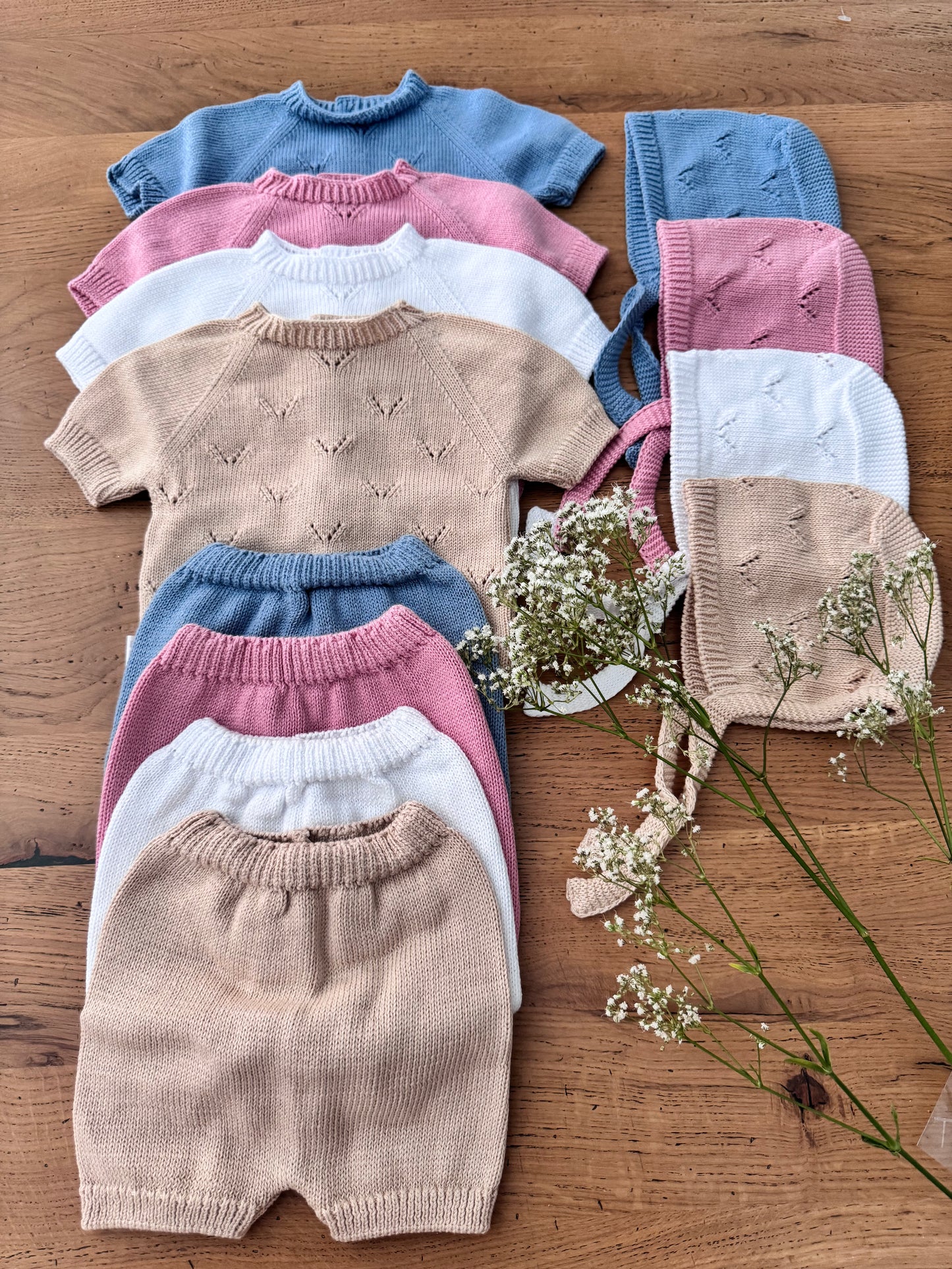 Set 3 Pezzi Maglia giro Collo in maglia di Cotone