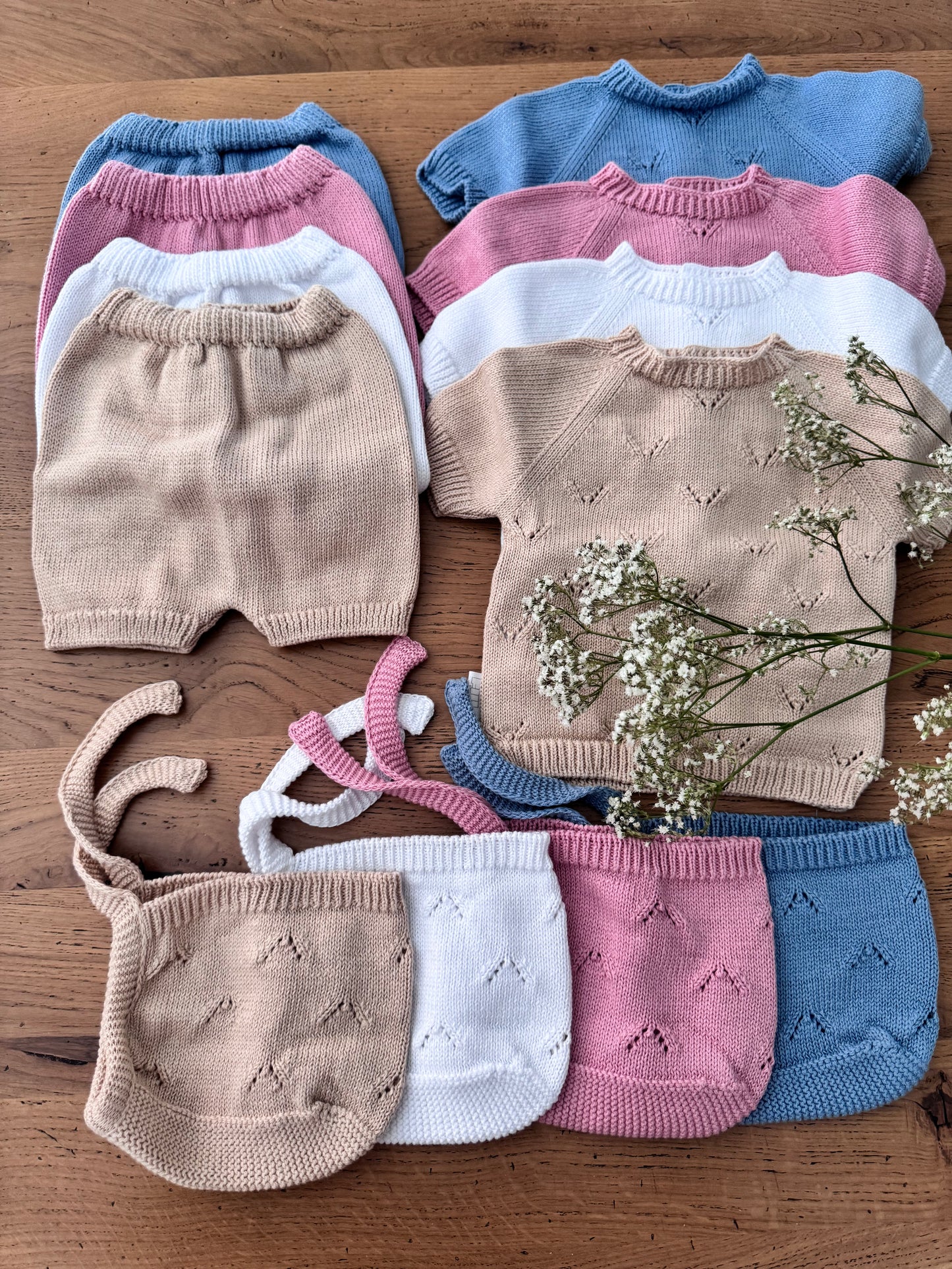 Set 3 Pezzi Maglia giro Collo in maglia di Cotone