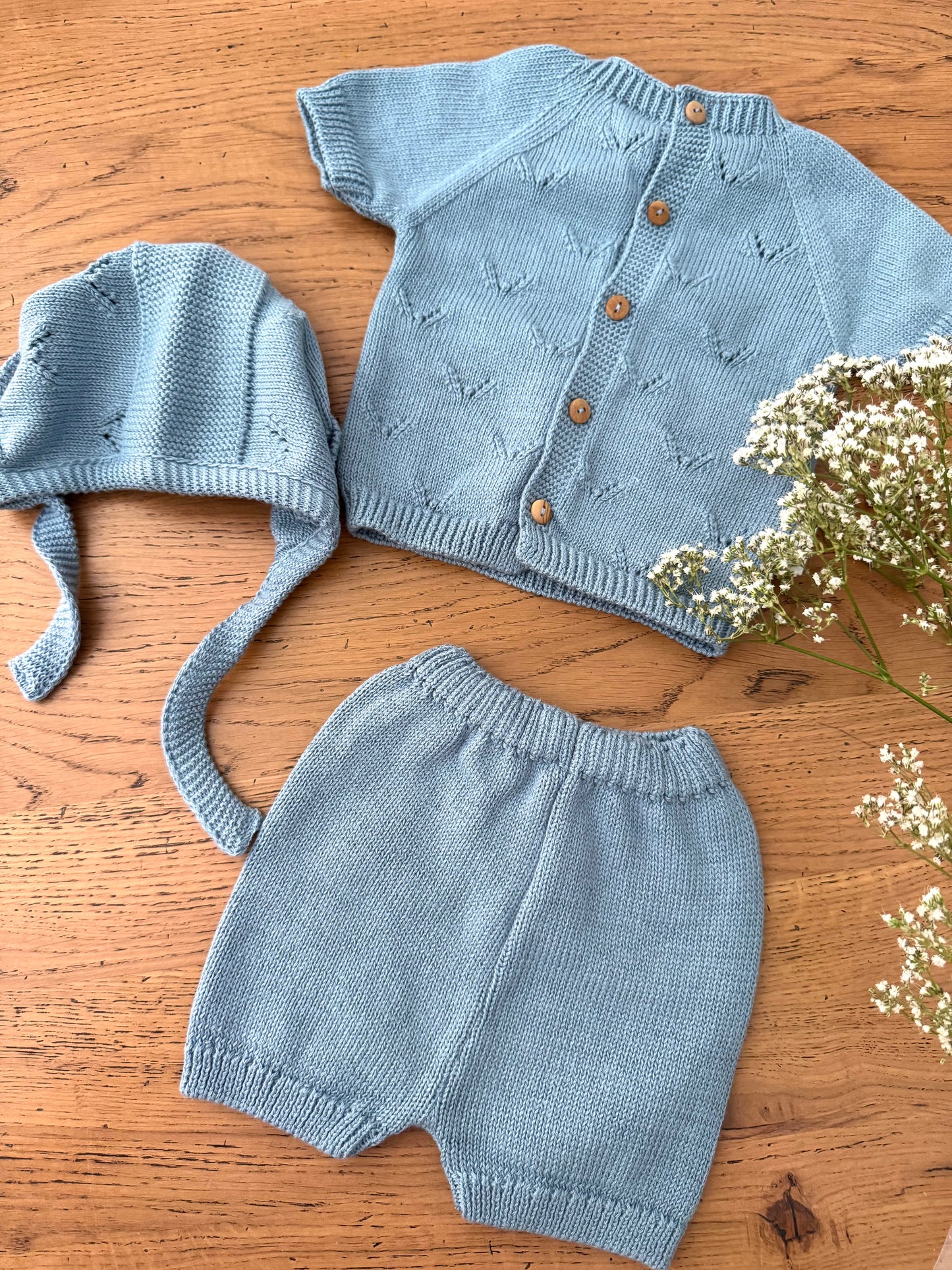 Set 3 Pezzi Maglia giro Collo in maglia di Cotone