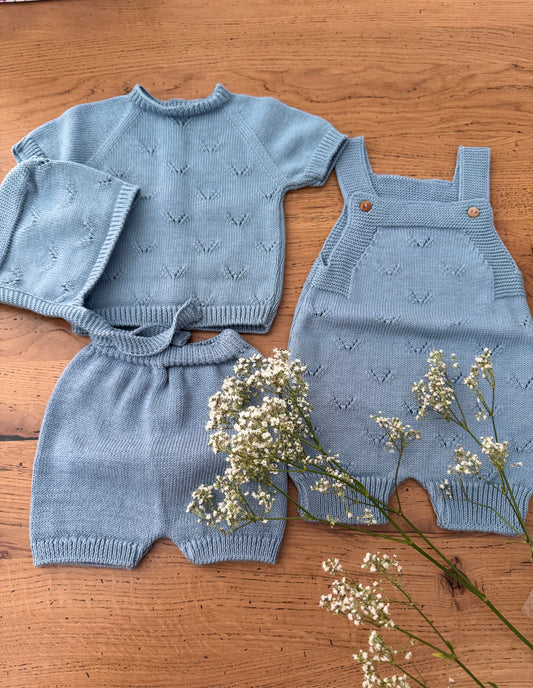 Set 3 Pezzi Maglia giro Collo in maglia di Cotone